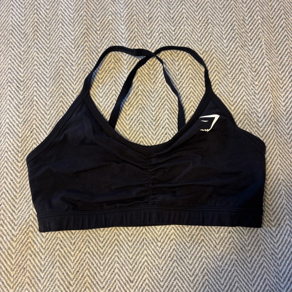 Black Gymshark Ruched Sports Bra
